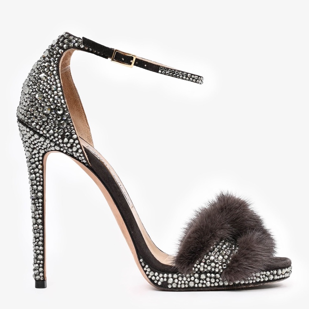 Jimmy Choo mink crystal Kaylee heels